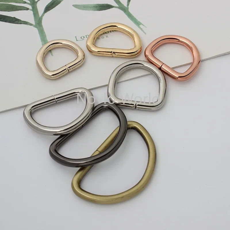 anneau en d non soudé en or rose, 50 pièces, 7 tailles, fil de 4.0mm, 16-20-25-32-38mm, pour valise, anneau en d à bord rond, accessoires pour sac à main