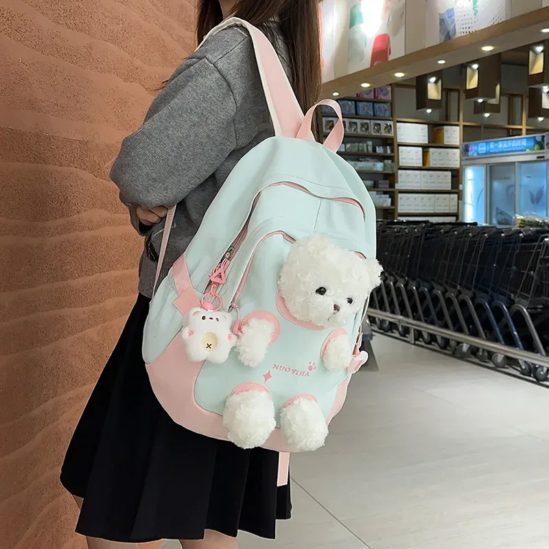 sac à dos scolaire grande capacité pour adolescentes, motif ours en peluche mignon et kawaii, idéal pour les collégiennes