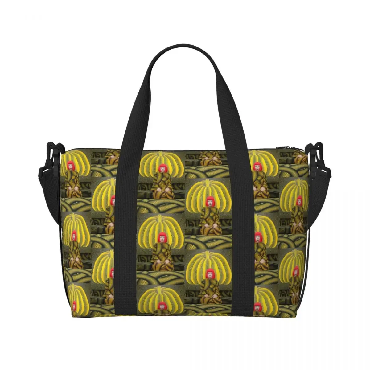 sac fourre-tout personnalisé yayoi kusama à pois pour femmes, sac de voyage à bandoulière de plage de gymnastique citrouille de grande capacité
