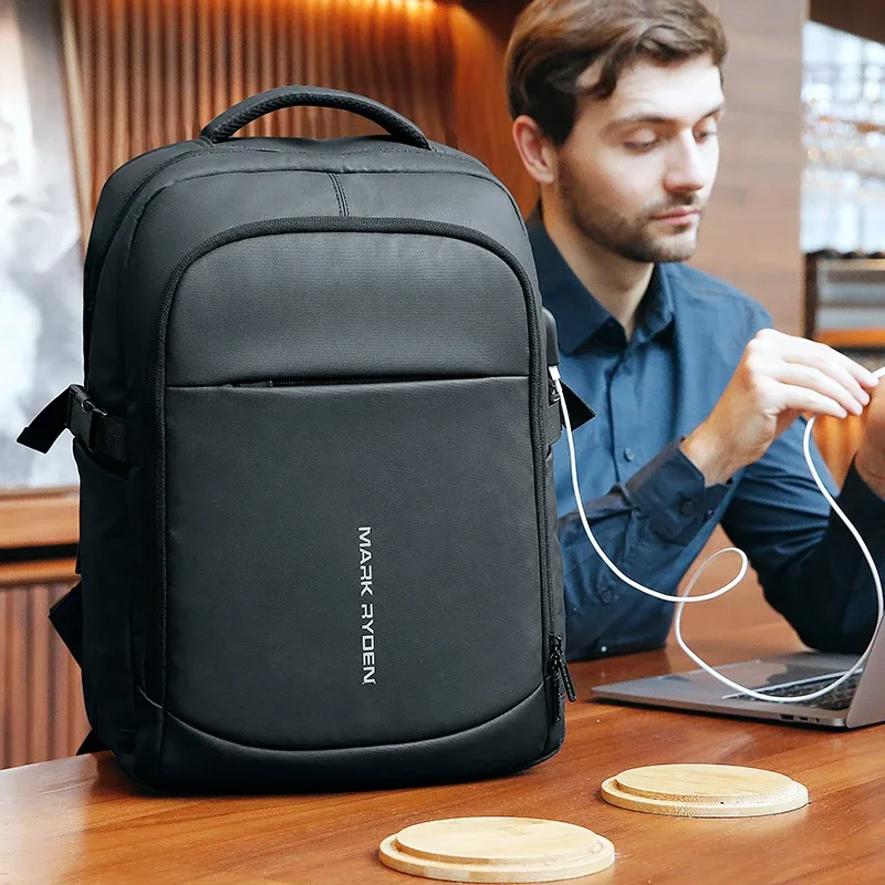 sac à dos pour homme mark ryden, imperméable, pour ordinateur portable 15,6 pouces, poches multi-couches, sac à dos d'école avec chargement usb, sac à dos de voyage, mochilas