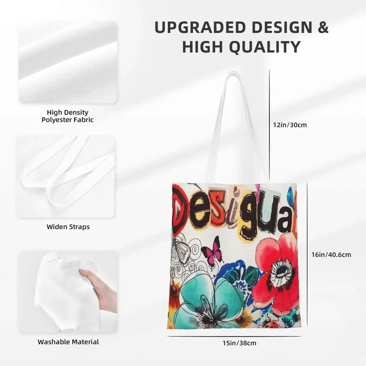 desigual sacs à provisions personnalisés dames toile le sac fourre-tout réutilisable femmes épaule fourre-tout voyage sac à main
