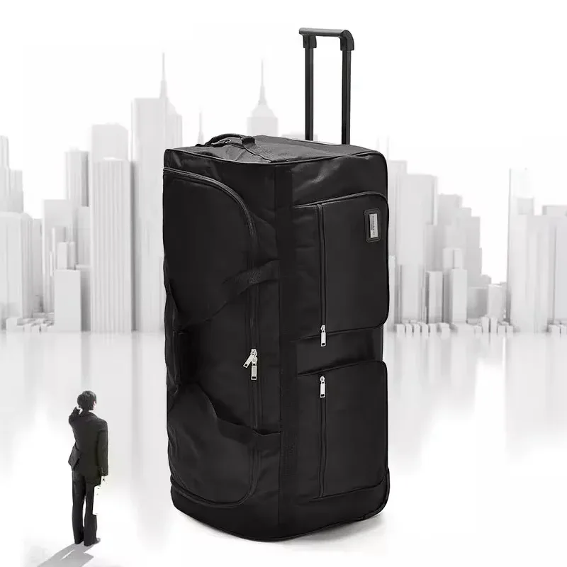 valise à roulettes grande capacité 32-40 pouces, sac de voyage imperméable en tissu oxford avec roulettes, sac de voyage à roulettes