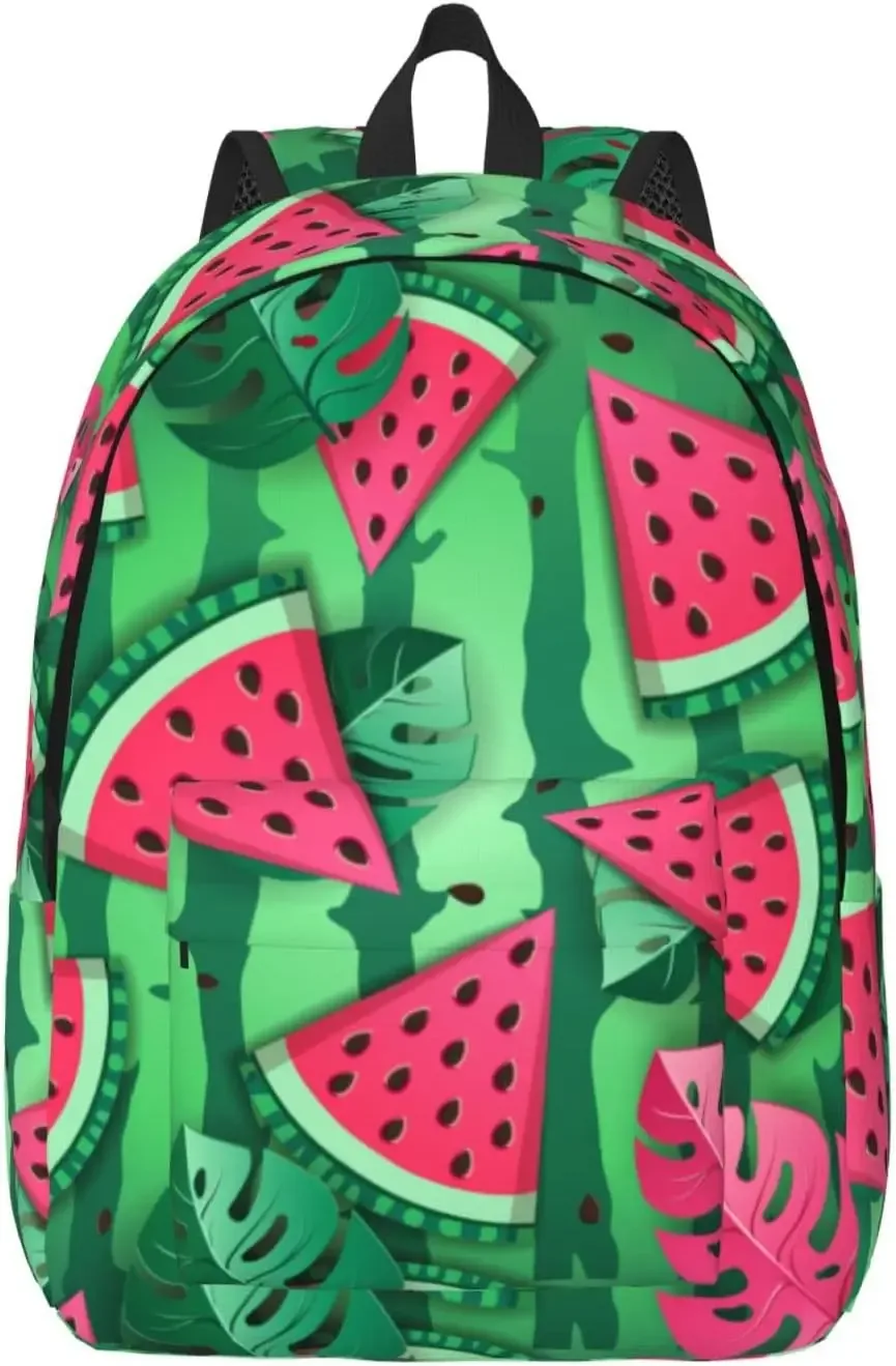 sac à dos en toile pour homme et femme, observateur, décontracté, tranches d'eau neutres et feuilles tropicales, pour ordinateur portable, voyage en plein air
