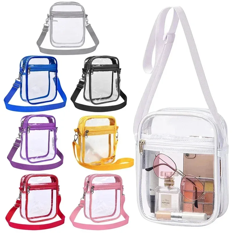 sac à bandoulière transparent pour femme, approuvé pour les stades, sac à main transparent en pvc pour concert, sac à bandoulière simple avec poche avant, sac à main décontracté