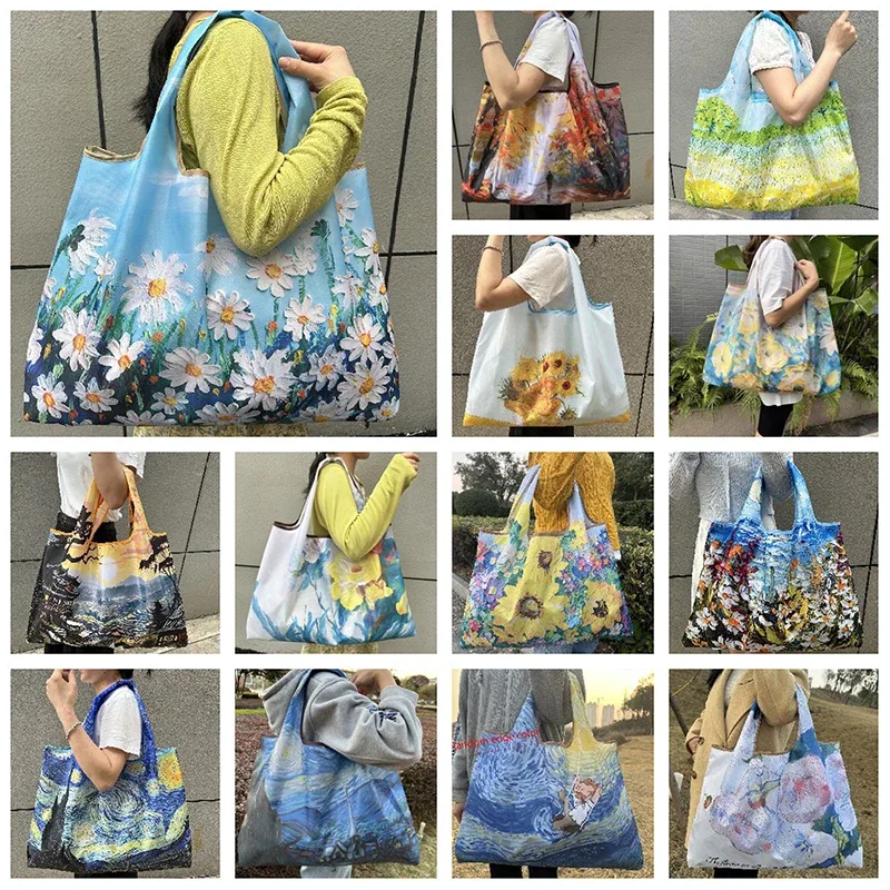 sac de courses pliable, nouvelle mode, sac de rangement d'épicerie réutilisable, sac à main à bandoulière portable en nylon, fourre-tout de voyage