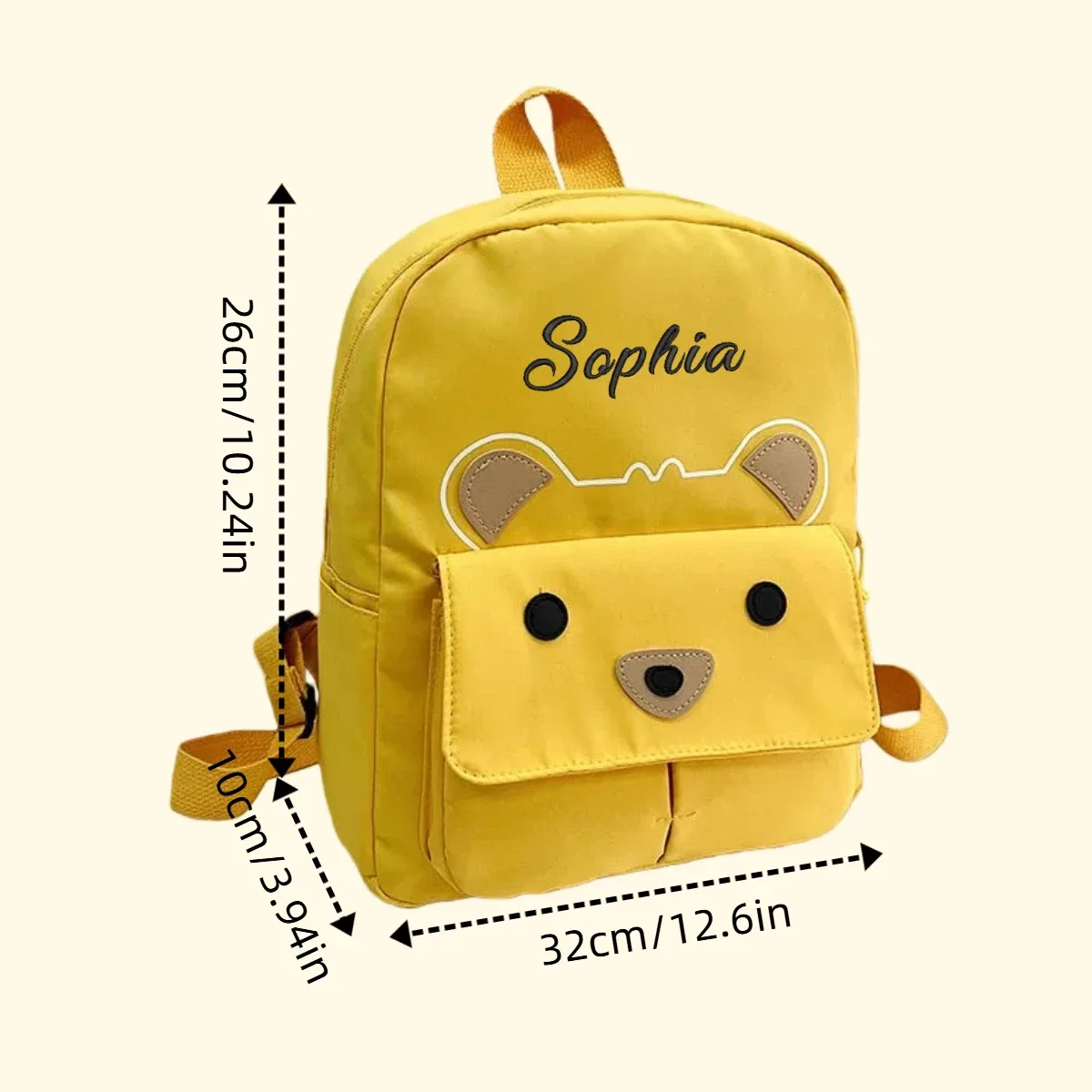 sac à dos de maternelle brodé avec un ours mignon, sac d'école personnalisé avec nom pour enfants, idéal pour l'école, les voyages quotidiens, cadeaux de rentrée scolaire pour enfants.