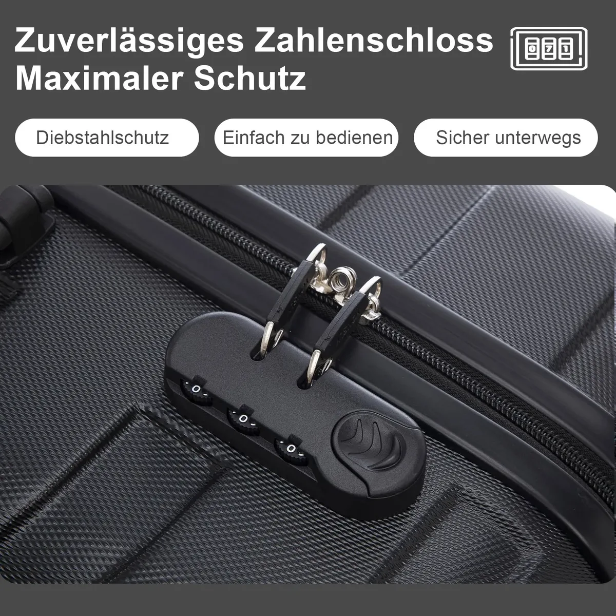 yonsly 20/24/28 pouces 4 roues 360 °   valise rigide noire à serrure à combinaison pour voyage, vacances, déplacement professionnel