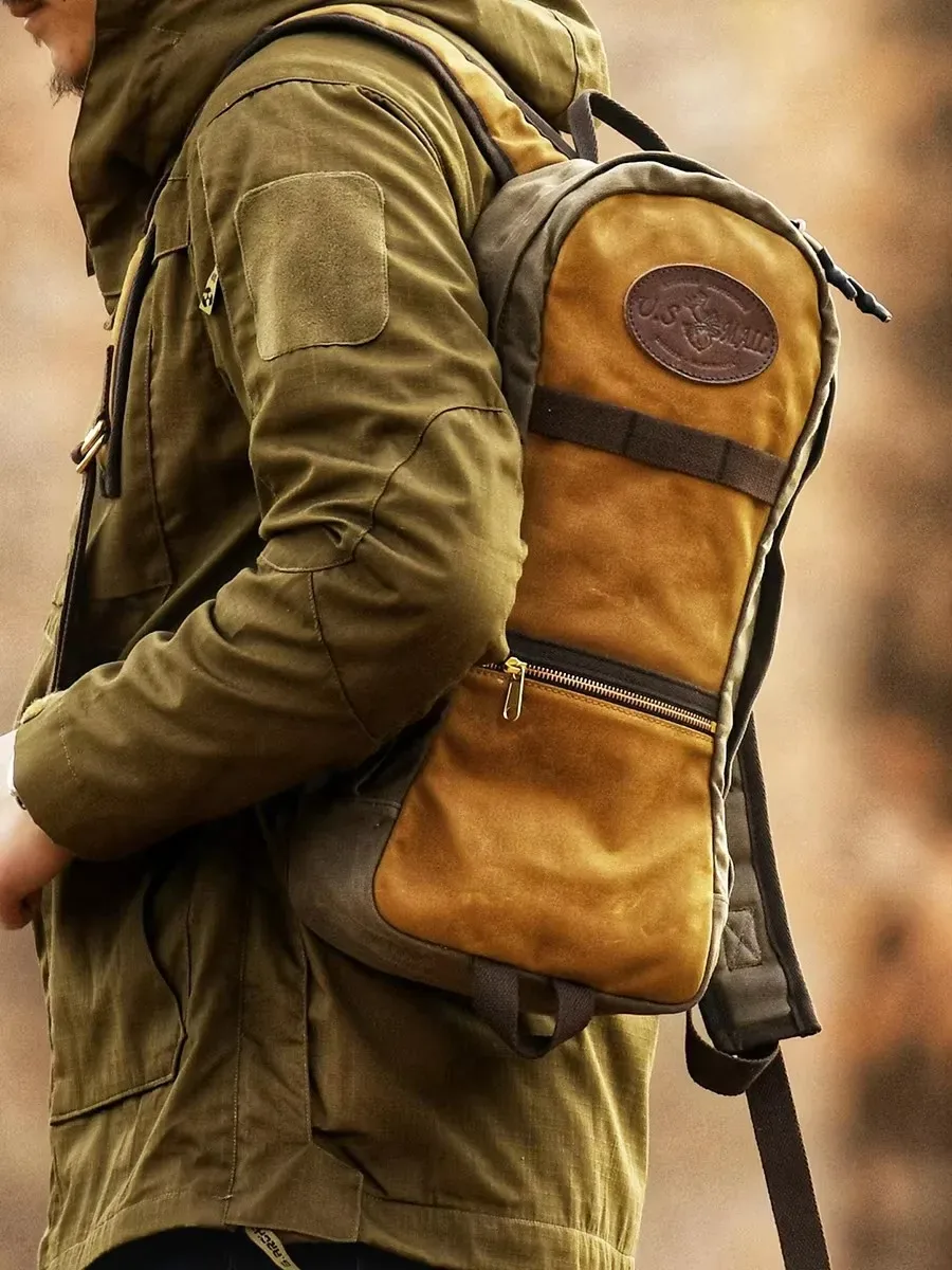 toile cirée à l'huile de haute qualité alpinisme en plein air vertical unsex américain rétro moto sac à dos hydrofuge