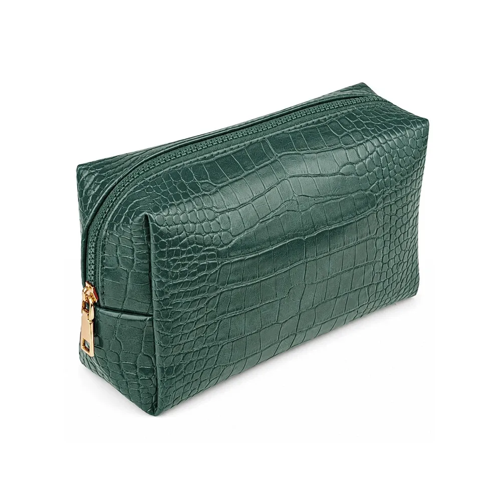sac de maquillage en pu personnalisé 'motif crocodile', grande capacité, sac à main pour femmes, sac de voyage et de maquillage pour hommes