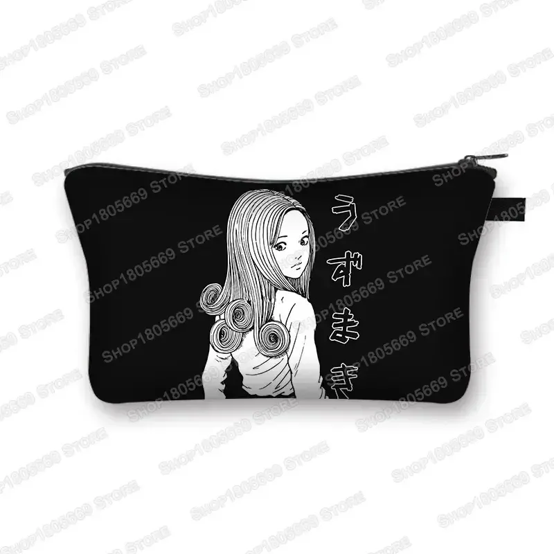 trousse à cosmétiques imprimée manga d'horreur tomie spiralized pour femmes, trousse de maquillage, rouge à lèvres, trousse de toilette, mini sac à main pour filles, trousse à cosmétiques