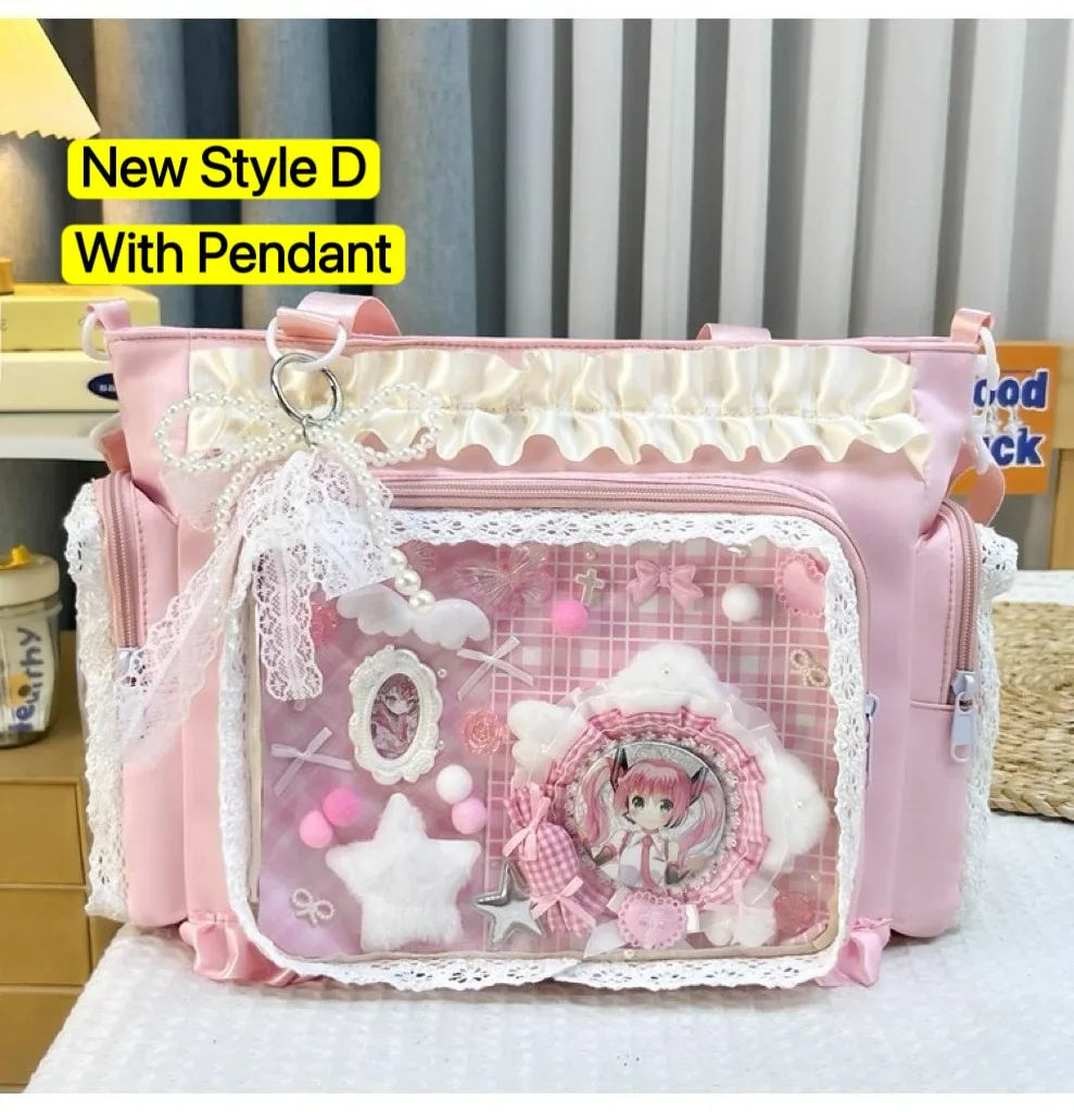 y2k mignon japonais ins ita sac lolita fille fourre-tout transparent sac à bandoulière grande capacité sac à bandoulière décontracté bricolage affichage sacs à main