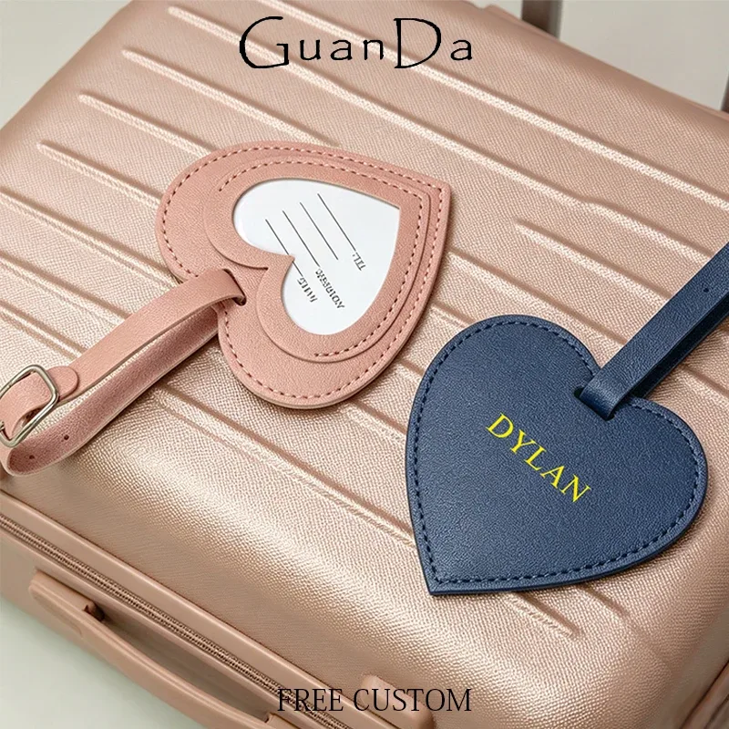 étiquette de bagage personnalisée en cuir pu avec nom et lettres diy, étiquette de valise de luxe en gros, breloque de sac cadeau pour anniversaire de mariage