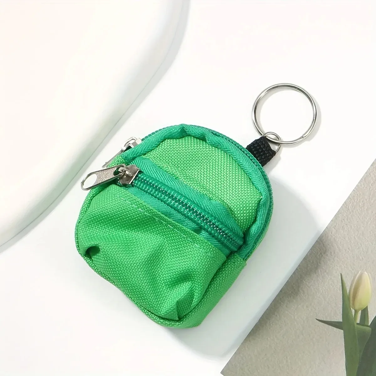 mini sac à dos porte-monnaie porte-clés avec deux poches zippées, pochette de rangement fonctionnelle pour petits essentiels, joli accessoire de sac pour le quotidien