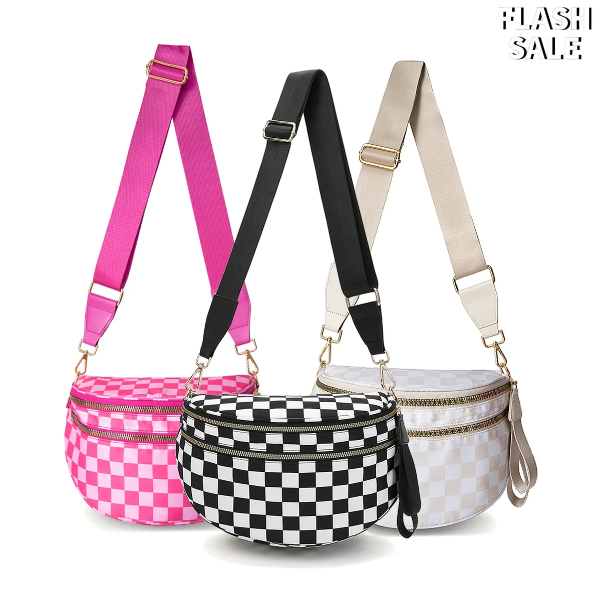 DOYOGI noir et blanc à carreaux spacieux Bum sac sacs à bandoulière pour femmes en Nylon essentiels de voyage sac de maman sac à couches pour maman