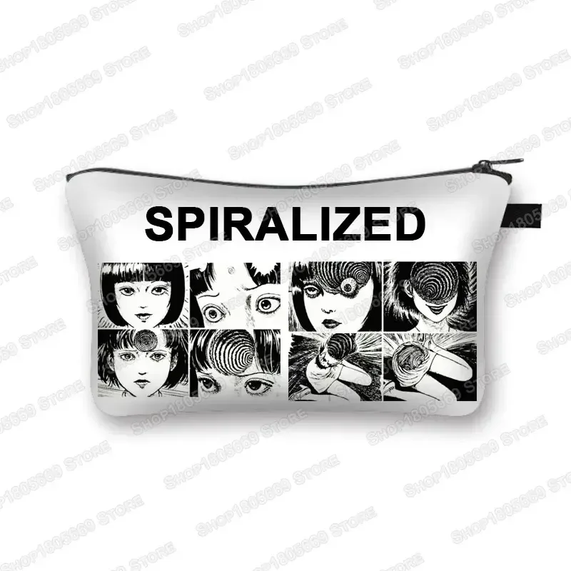 trousse à cosmétiques imprimée manga d'horreur tomie spiralized pour femmes, trousse de maquillage, rouge à lèvres, trousse de toilette, mini sac à main pour filles, trousse à cosmétiques