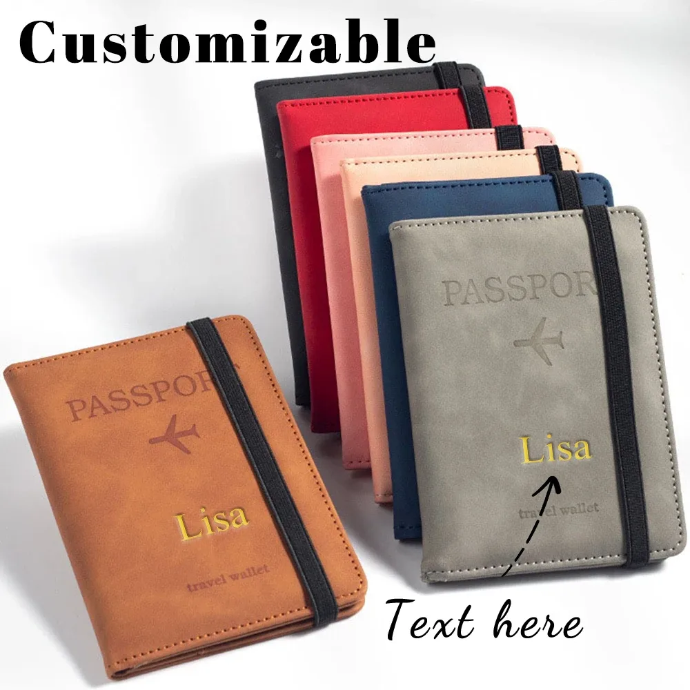 porte-passeport rfid personnalisé en pu pour homme, 2 styles d'enveloppes, motif avion imprimé, portefeuille de passeport antivol, minimaliste