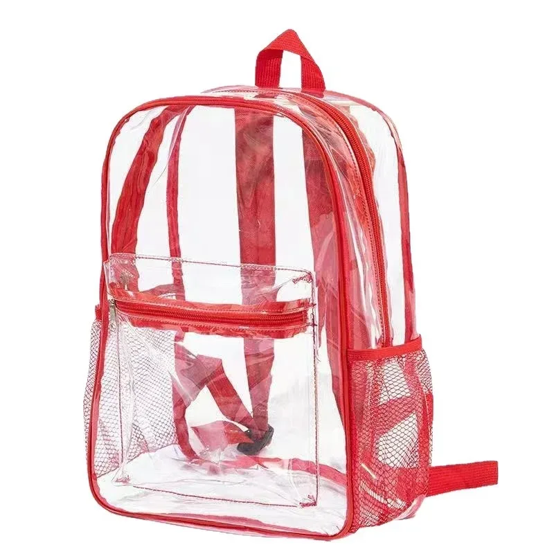 sac à dos transparent robuste en pvc, approuvé pour les stades, contrôle de sécurité rapide, pour l'école, l'université, le travail, les festivals de musique