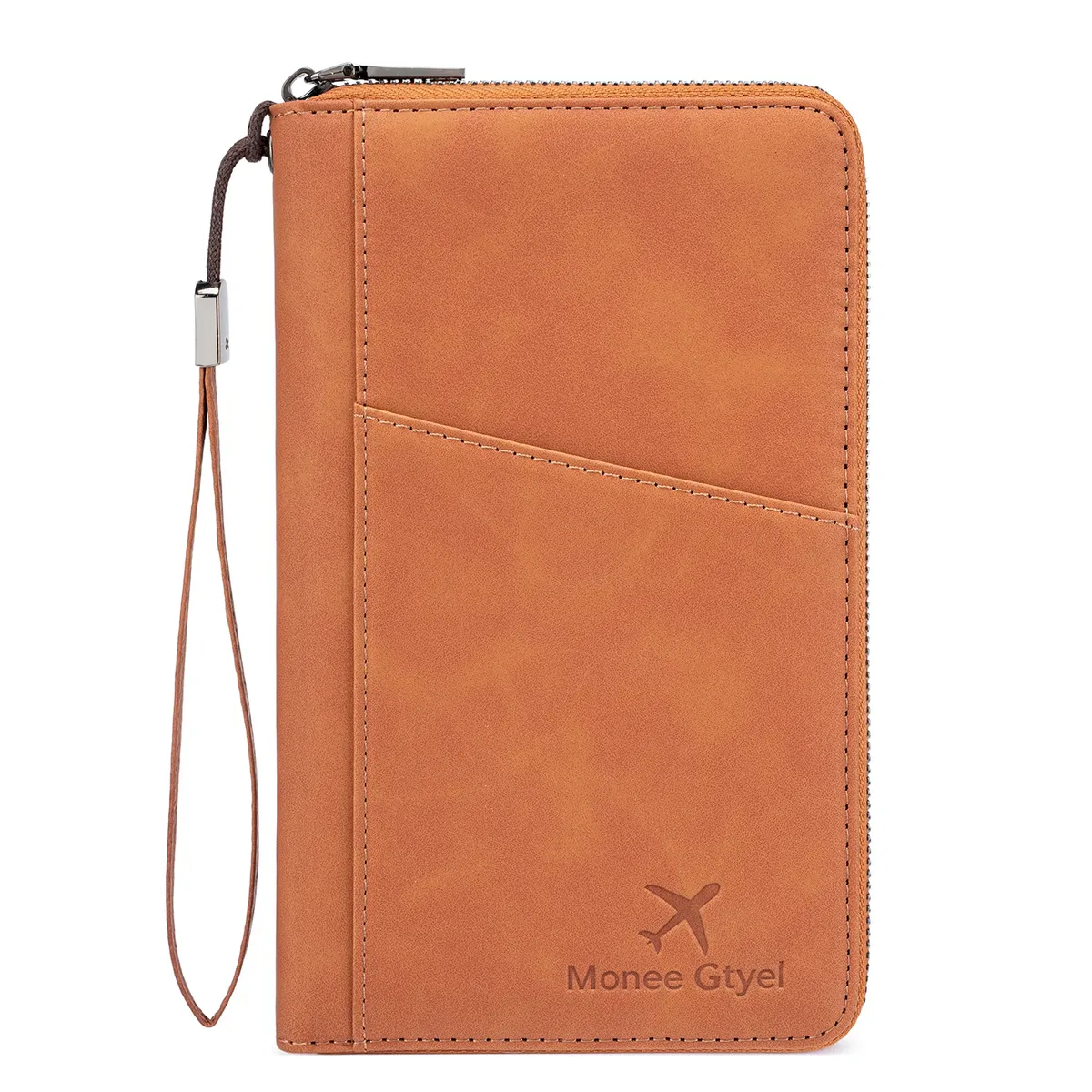 porte-passeport anti-vol rfid, portefeuille de voyage, organisateur de documents en similicuir avec fermeture éclair, couverture de passeport avec sangle de poignet