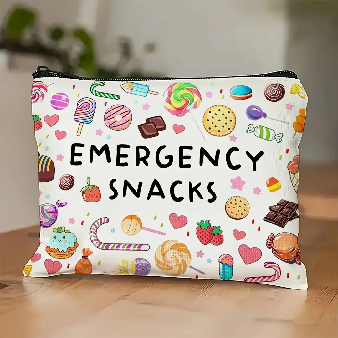 Sac de maquillage à motif de bonbons et de friandises colorées, organisateur de voyage, sac à cosmétiques pour femmes, rangement d'accessoires nostalgiques, cadeau de vacances