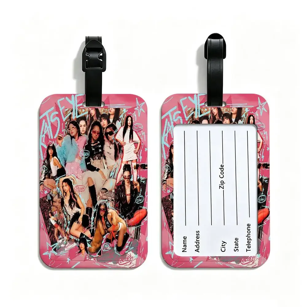 k-katseye singer étiquette de bagage légère en pvc anti-perte avec pochette amovible pour carte d'information, accessoire de voyage pour sac à dos