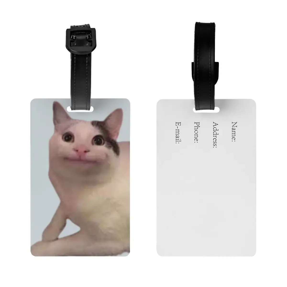 étiquettes à bagages beluga cat, accessoires pour valises, étiquette de bagage de voyage, porte-étiquette d'embarquement, porte-nom, adresse