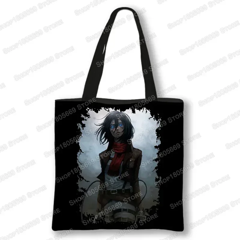 sac de shopping anime attaque sur titan pour femmes, sac à bandoulière pour voyage levi mikasa eren, sac à main pour filles, fourre-tout de rangement