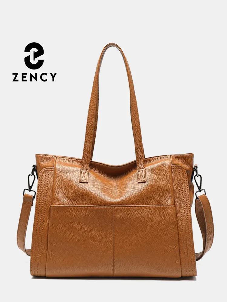 zency – sac à bandoulière en cuir véritable pour femmes, sac à bandoulière de grande capacité pour l'hiver, sac à main rétro vintage pour ordinateur portable, sac à bandoulière avec poignée supérieure