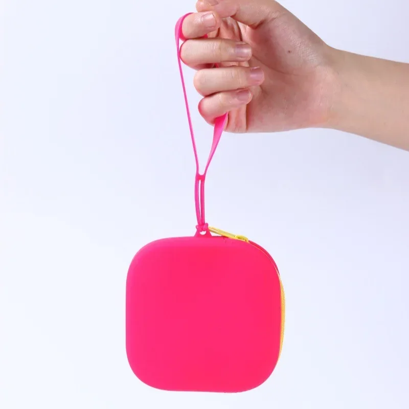 pochette de rangement en silicone, sac à cosmétiques à fermeture éclair, matériau en silicone souple, cadeau multicolore pour bricolage