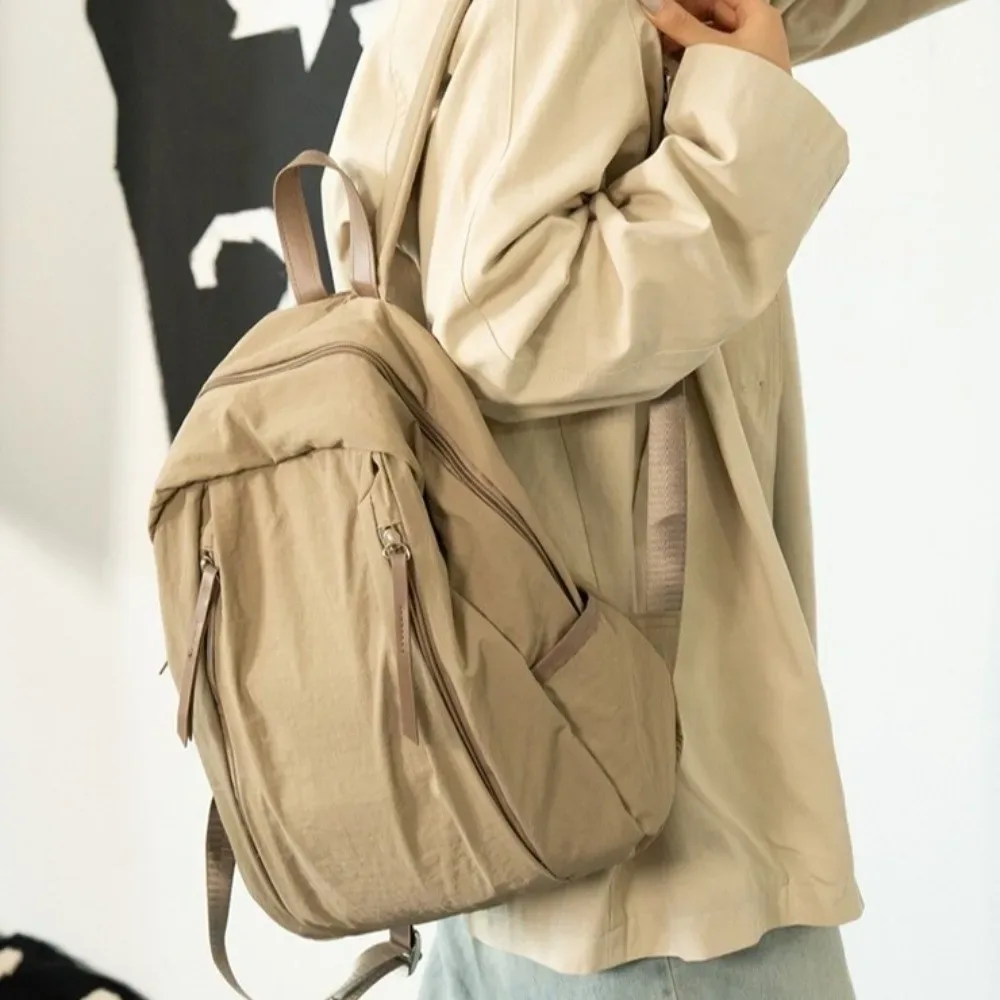 sac à dos de voyage uni et tendance, multi-poches, léger, en nylon, grande capacité, polyvalent, sac d'école pour étudiants, pour hommes