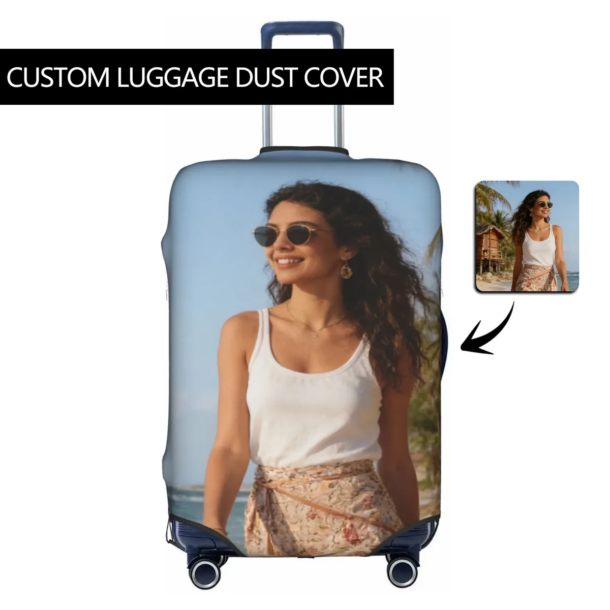 housse de bagage personnalisée avec logo, élastique, votre design ici, housse de protection pour valise de voyage, convient aux valises de 18 à 32 pouces