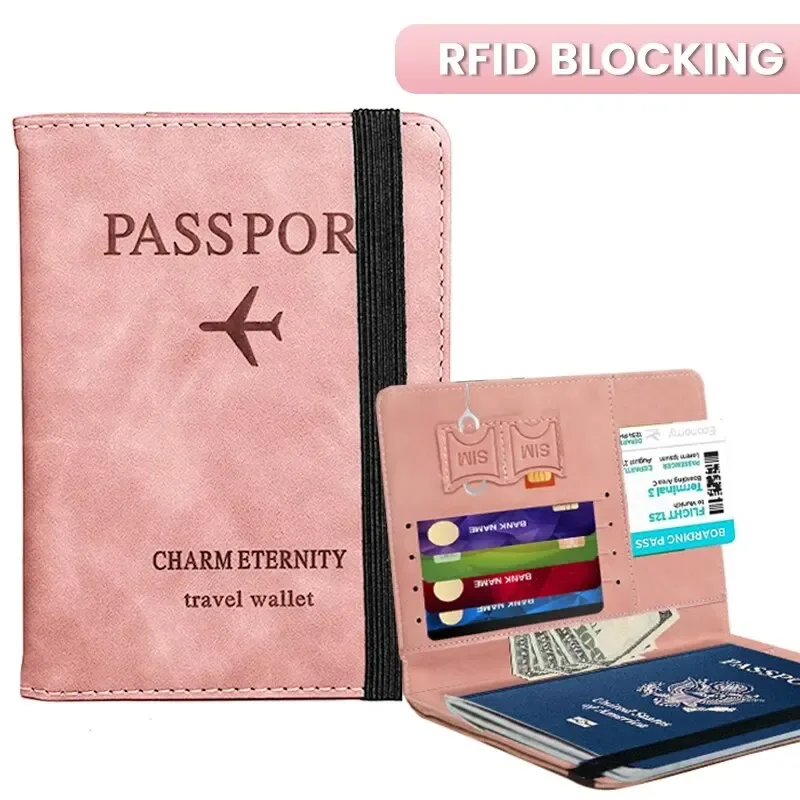 Portefeuille porte-passeport à blocage RFID – Housse en cuir PU pour hommes et femmes, porte-carte, essentiel de voyage pour les vacances en famille