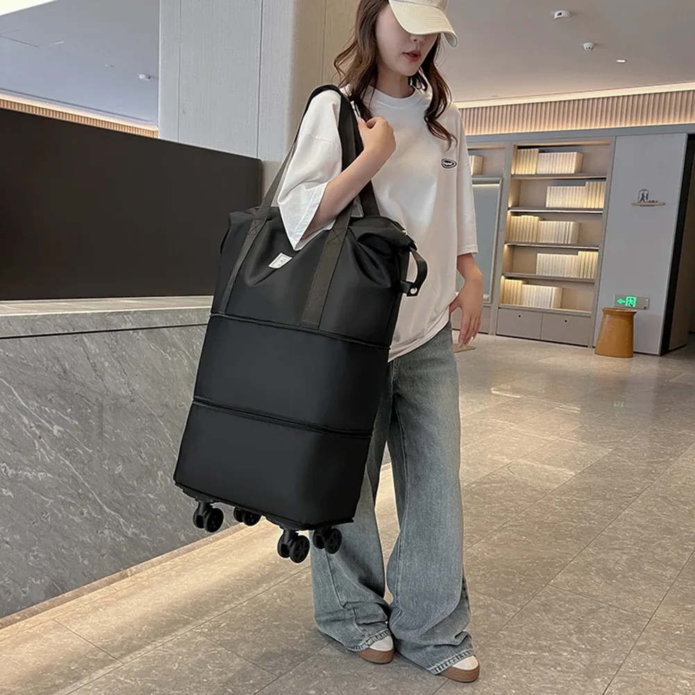 sac de voyage extensible à roulettes, sac trolley pliable grande capacité, séparation sec-humide, unisexe, pour voyages d'affaires