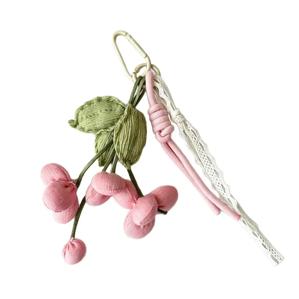 breloque de sac en tissu en forme de fleur, ruban en dentelle, pince à bouquet, accessoire pour sacs à main, sacs cabas, sacs à dos, cadeau mignon pour femmes, décoration quotidienne.