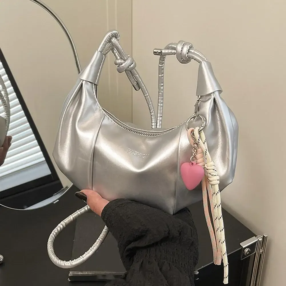 sac à bandoulière plissé en forme de nuage, sac à bandoulière en pu pour femmes, sac à bandoulière élégant en simili cuir