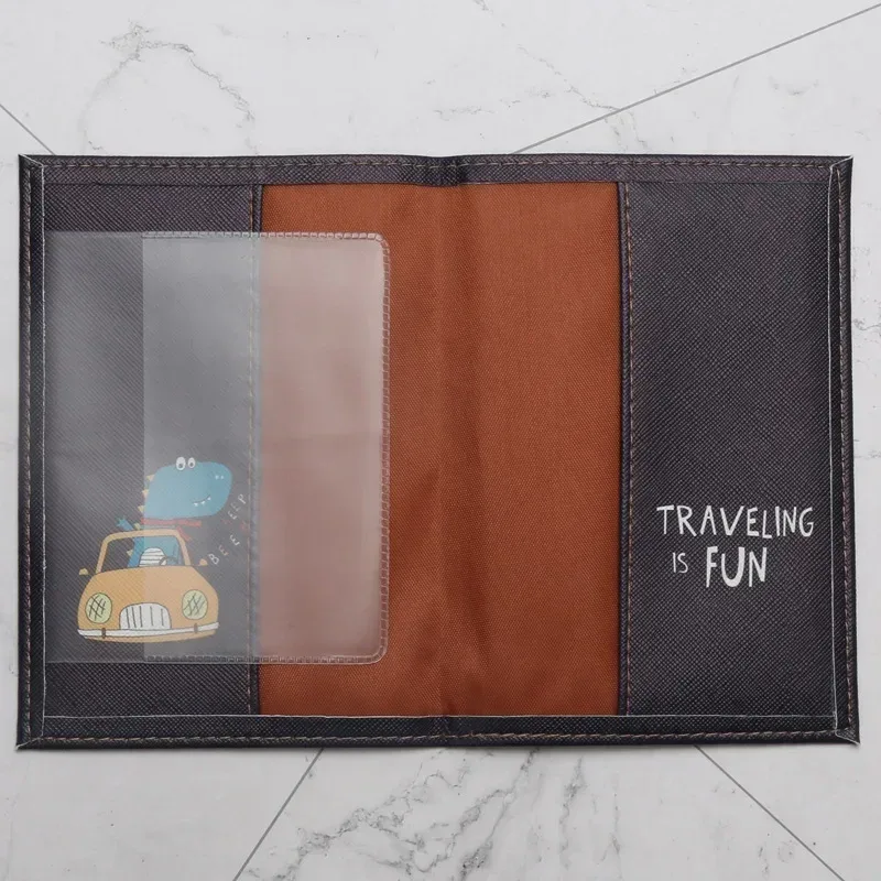 couverture de passeport en cuir de dessin animé mignon, 1 pièce, pour hommes, femmes et enfants, porte-passeport de voyage, porte-carte d'identité, portefeuille, accessoires d'embarquement portables