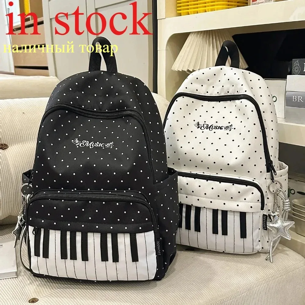 piano personnalisé mochilas mujer imprimé à pois mochila grande capacité sac à la mode simple bolsas sac à dos sacs pour femme
