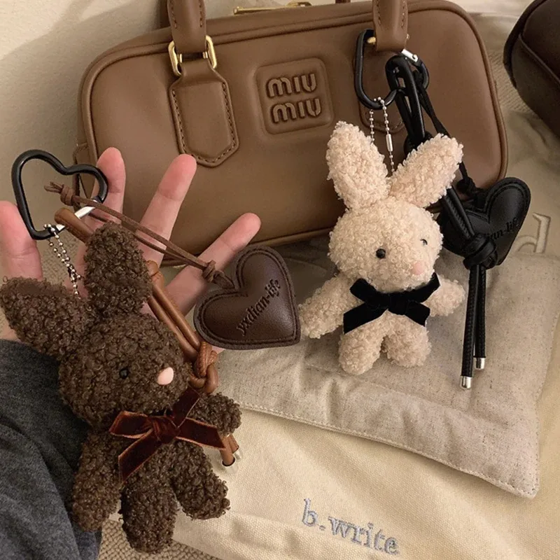 porte-clés lapin en peluche kawaii y2k, mignon lapin en peluche, pendentif pour sac à dos