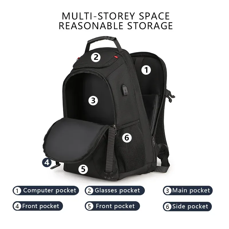 sac à dos pour hommes pour voyages d'affaires, grande capacité, multi-compartiments, sac de transport pour ordinateur portable de 15 pouces, couleur unie