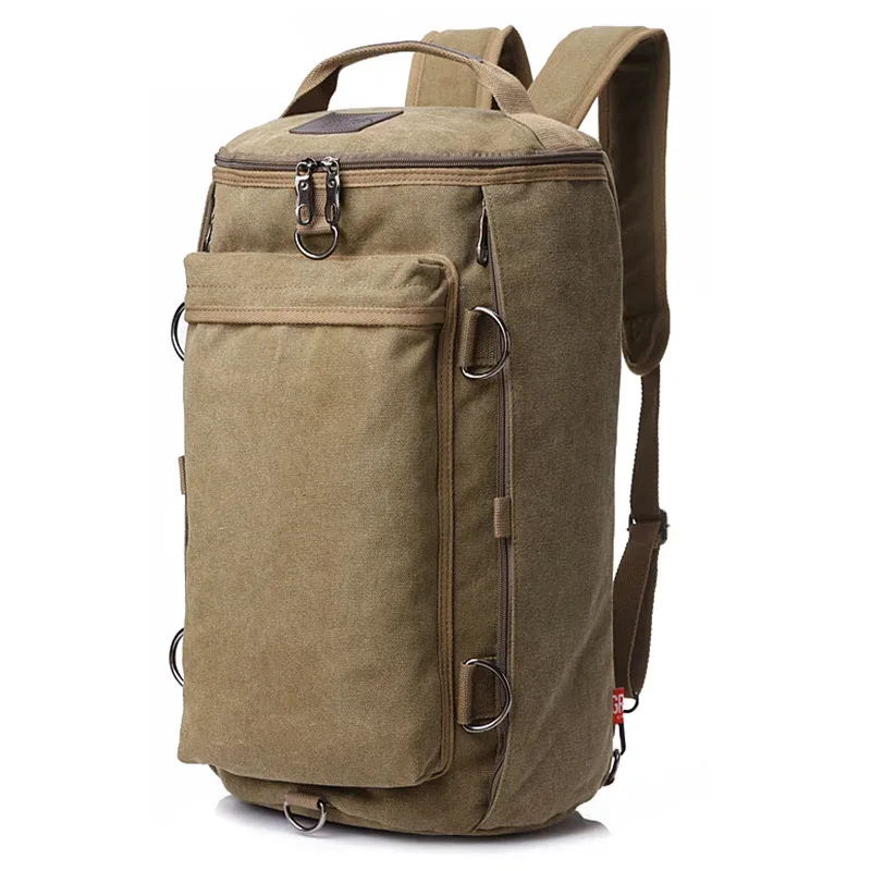 sac à dos en toile multifonctionnel pour hommes, sac à main de voyage, cartable de grande capacité, camping en plein air, sac à bandoulière initié portable