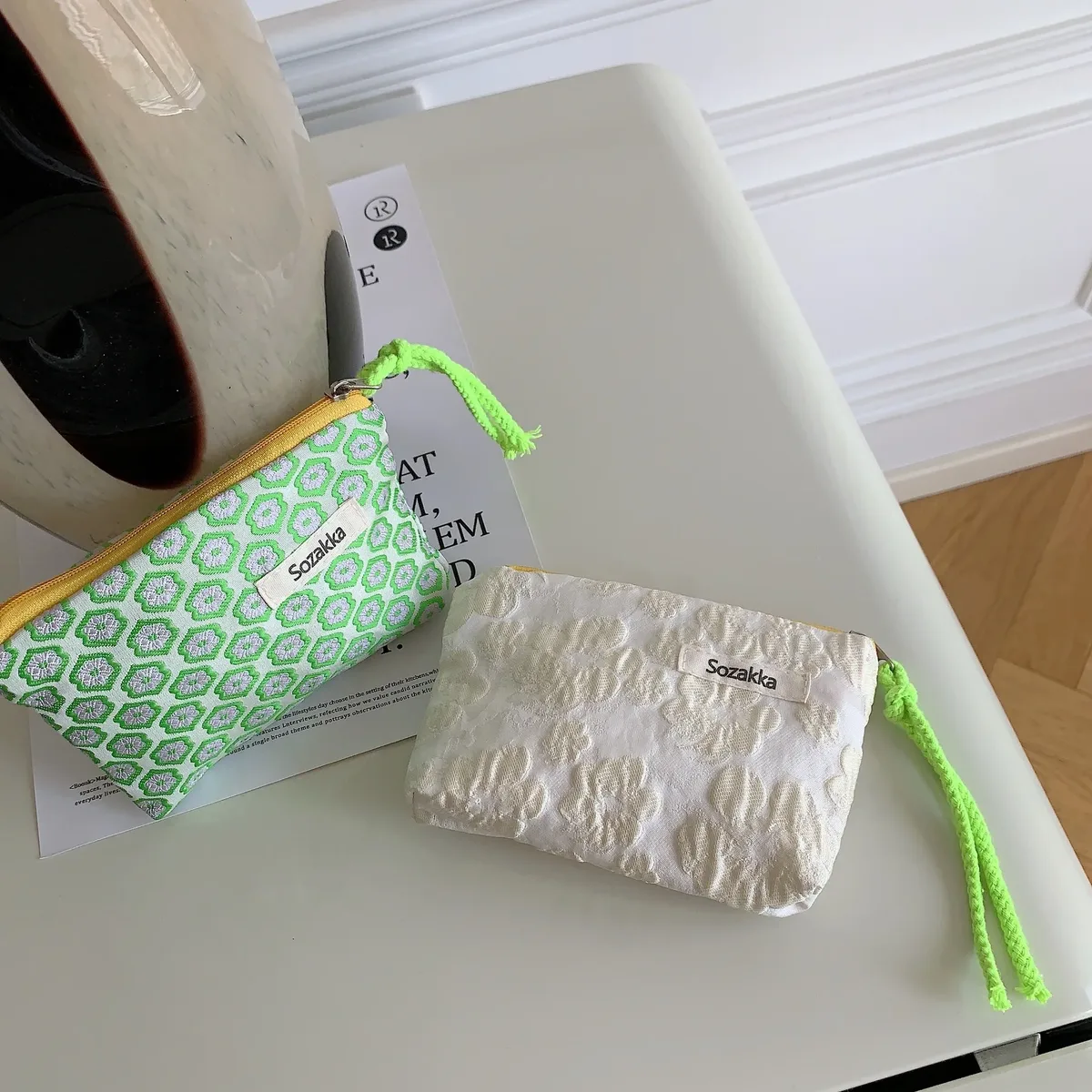 kawaii – porte-monnaie de voyage à fleurs, petit sac de rangement pour cosmétiques, rouge à lèvres, sacs à main de maquillage mignons pour femmes, portefeuille, pochette de rangement, sacs pour cartes