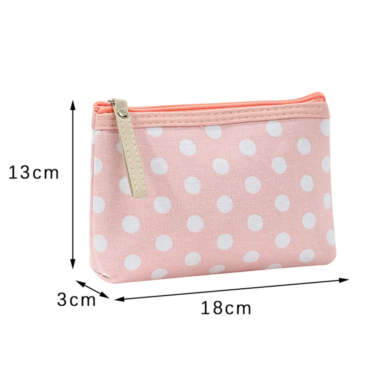 petite trousse de maquillage en toile à pois, simple et portable, sac de rangement pour soins de la peau, version coréenne, trousse à crayons pour étudiants, portefeuille