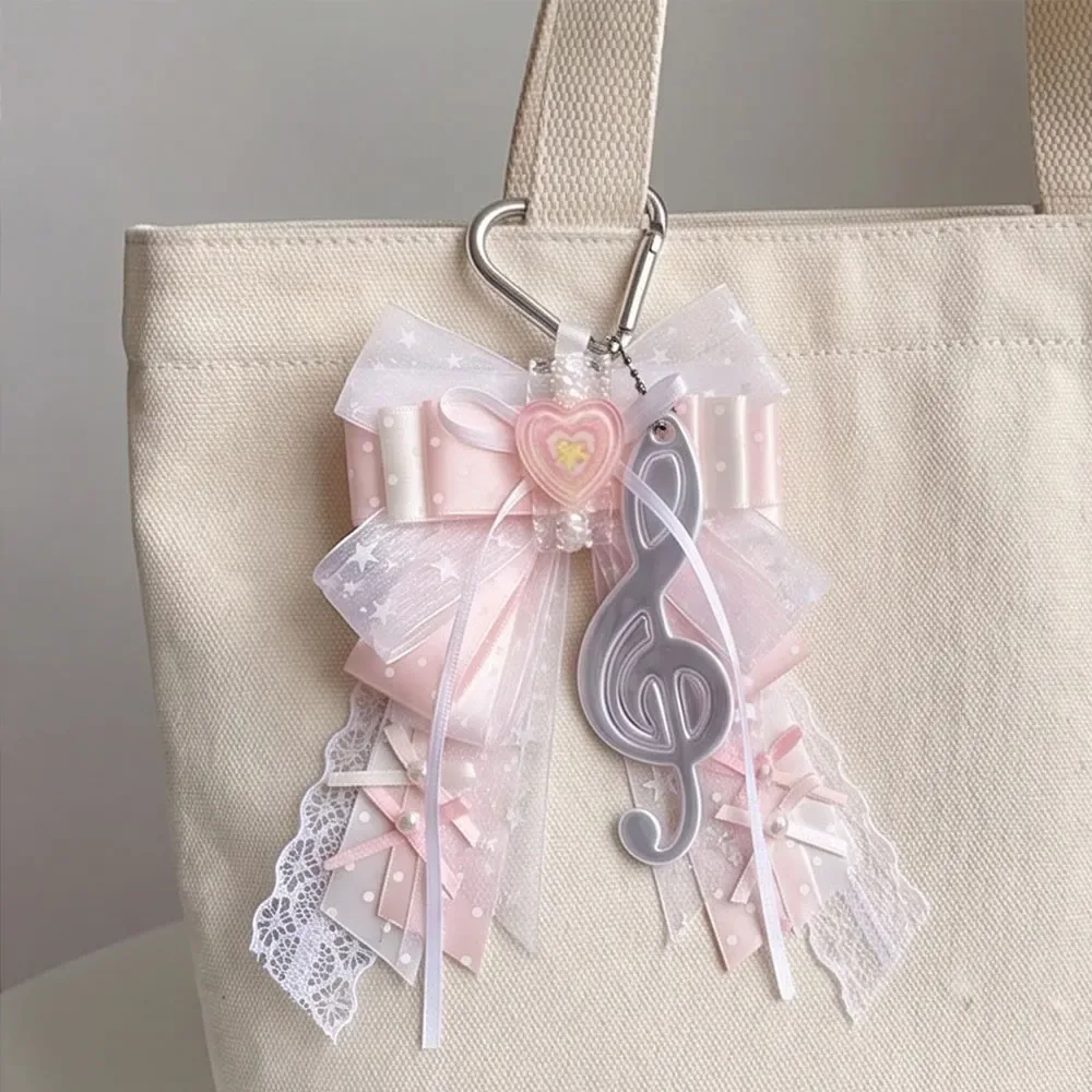 pendentif pour sac ita coréen, dentelle, note de musique, nœud, porte-clés, matériel diy, breloque de sac à dos, pour fans kpop, ornement de sac pain, accessoires de sac