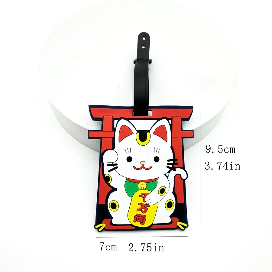 1 pièce/2 pièces/3 pièces zhaocai chat étiquette de bagage pendentif voyage essentiel aéroport bagages anti perte étiquette d'identification nom de bagage unisexe