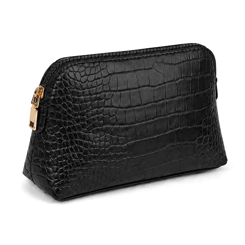 pochette de maquillage de luxe en similicuir de crocodile, motif personnalisable, sac de voyage vintage pour femme, pochette cadeau diy en gros