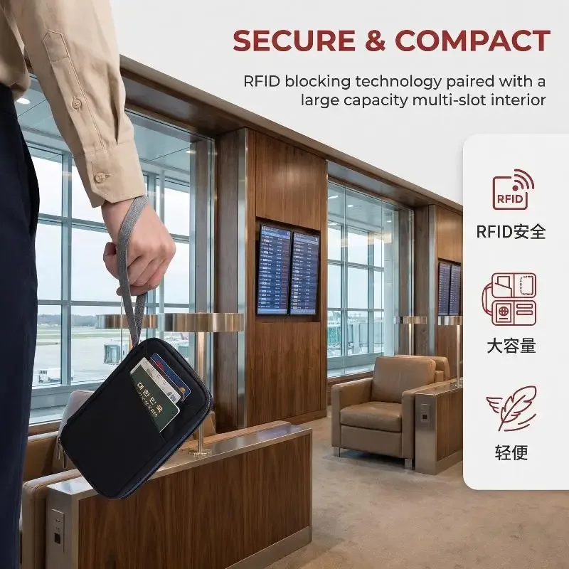 porte-passeport de voyage étanche avec protection rfid, organiseur familial avec plusieurs emplacements pour cartes - portefeuille de voyage familial