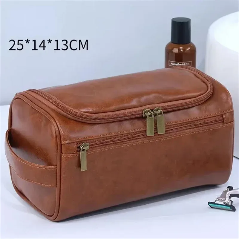 trousse de toilette en cuir pour hommes et femmes, trousse de toilette suspendue pour hommes, trousse de toilette de voyage pour voyager, trousse à cosmétiques de grande capacité