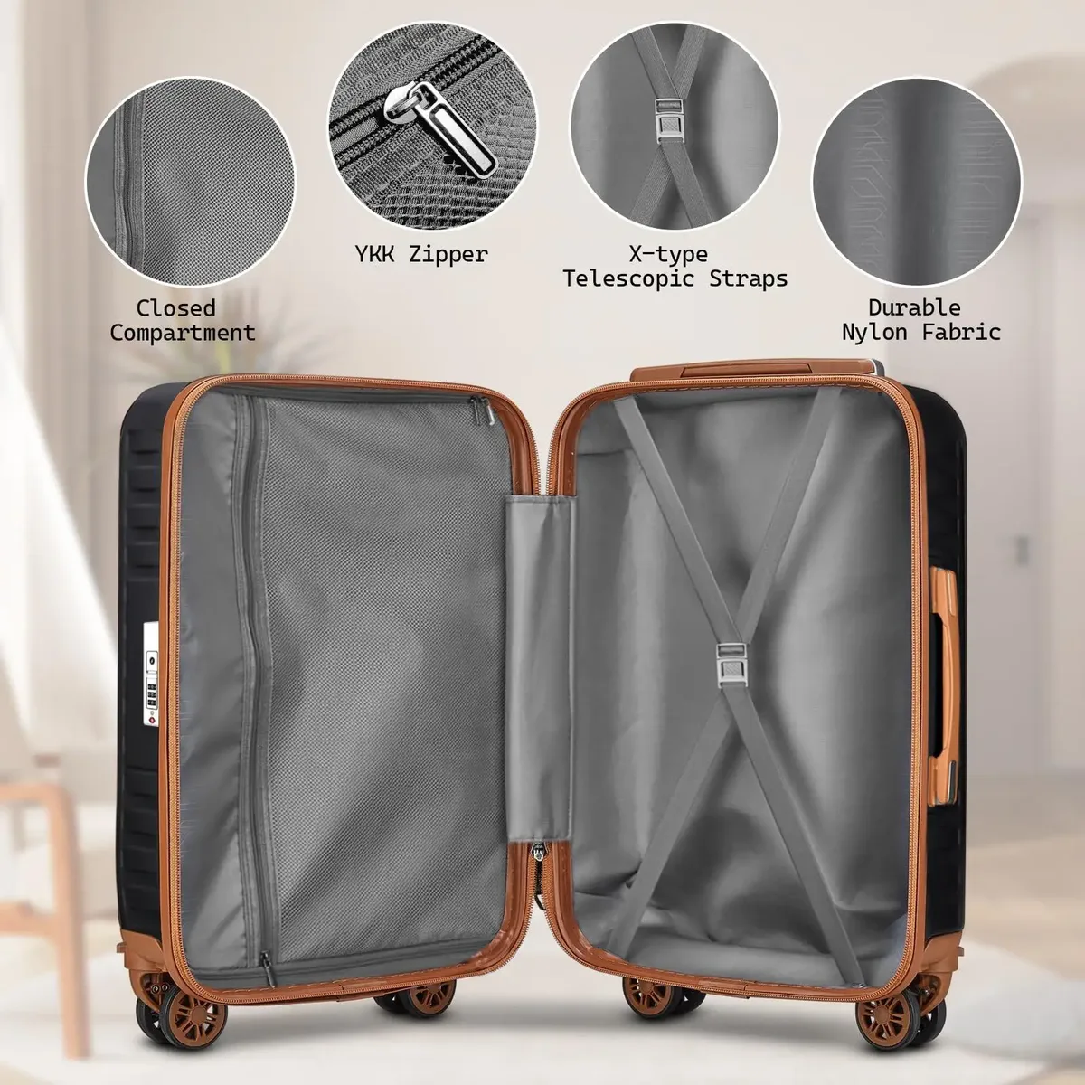 valise abs coque rigide serrure tsa roues rotatives noir motif géométrique relief nylon duraderoisée voyage