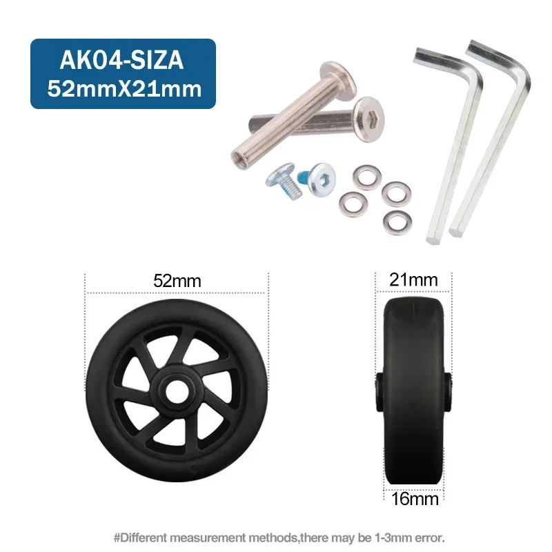 roues de rechange pour valise à bagages, axes od 36-50mm, noir de luxe avec vis, adaptées à une roulette pivotante de valise de 18 à 26 pouces