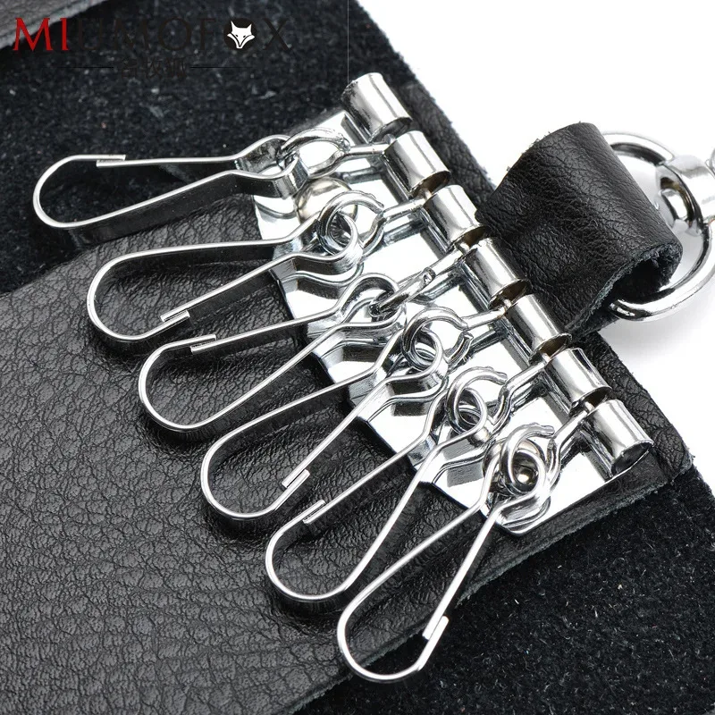 porte-clés en cuir véritable pour hommes et femmes, pochette de rangement, portefeuille de clé de voiture fendu en vache, étui pour clés de femme de ménage, mini sac pour cartes