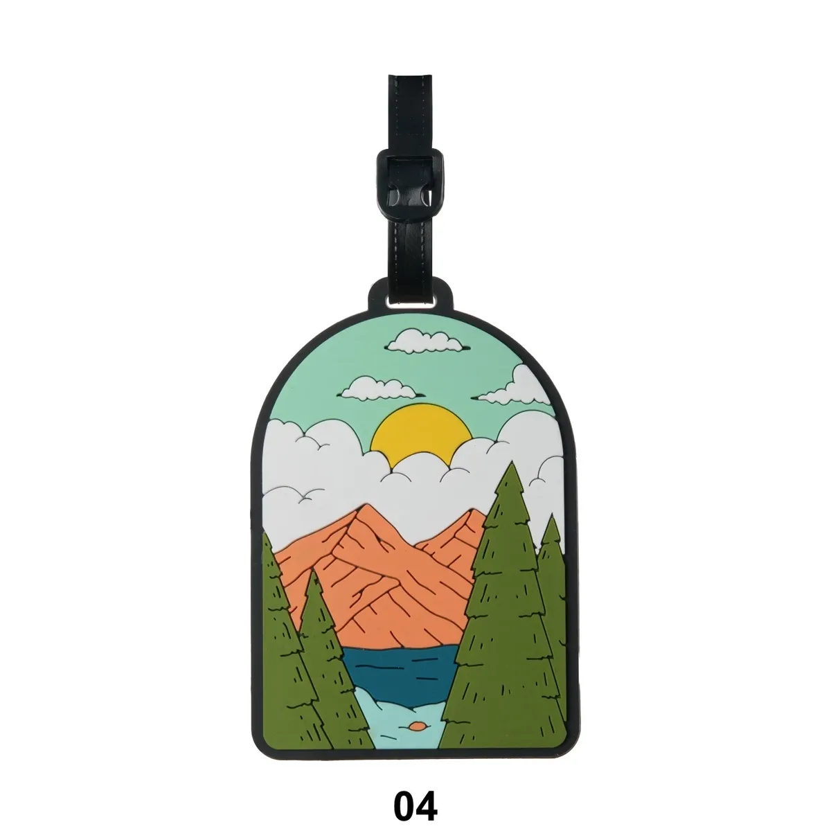 étiquette bagage pvc paysager motif nature montagnes arbres lacs cieux couleur variée voyage déplacement professionnel scolaire anti perte identification